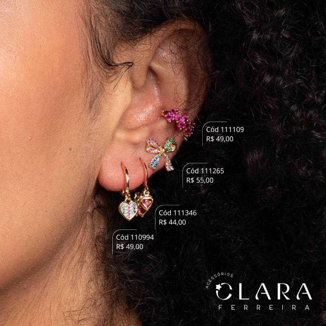 BRINCO PIERCING FAKE ZIRCÔNIAS REDONDAS - Dourado
