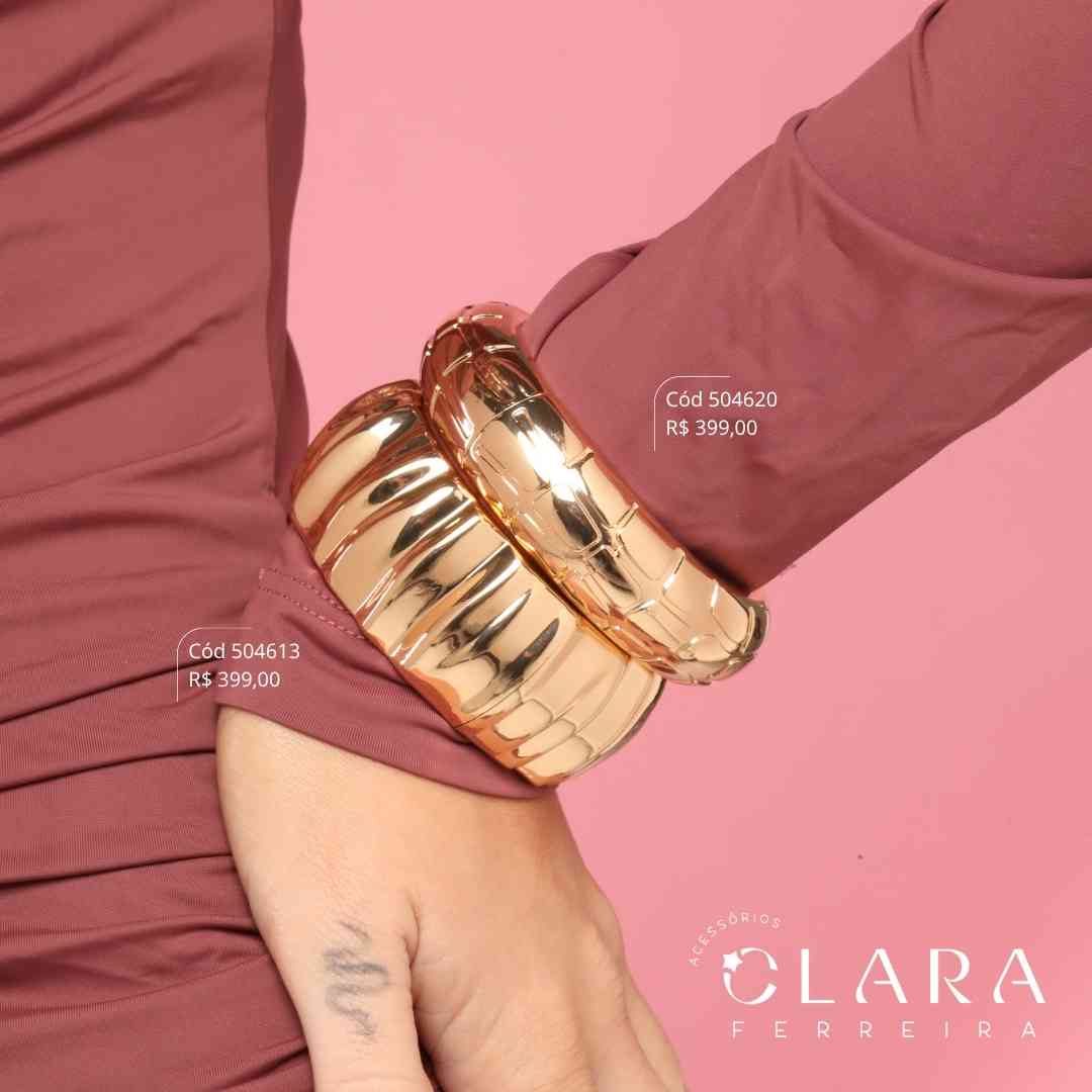PULSEIRA BRACELETE MAX ONDULADO - LINHA ORGÂNICOS - PEÇA EXCLUSIVA - 29MM - Dourado