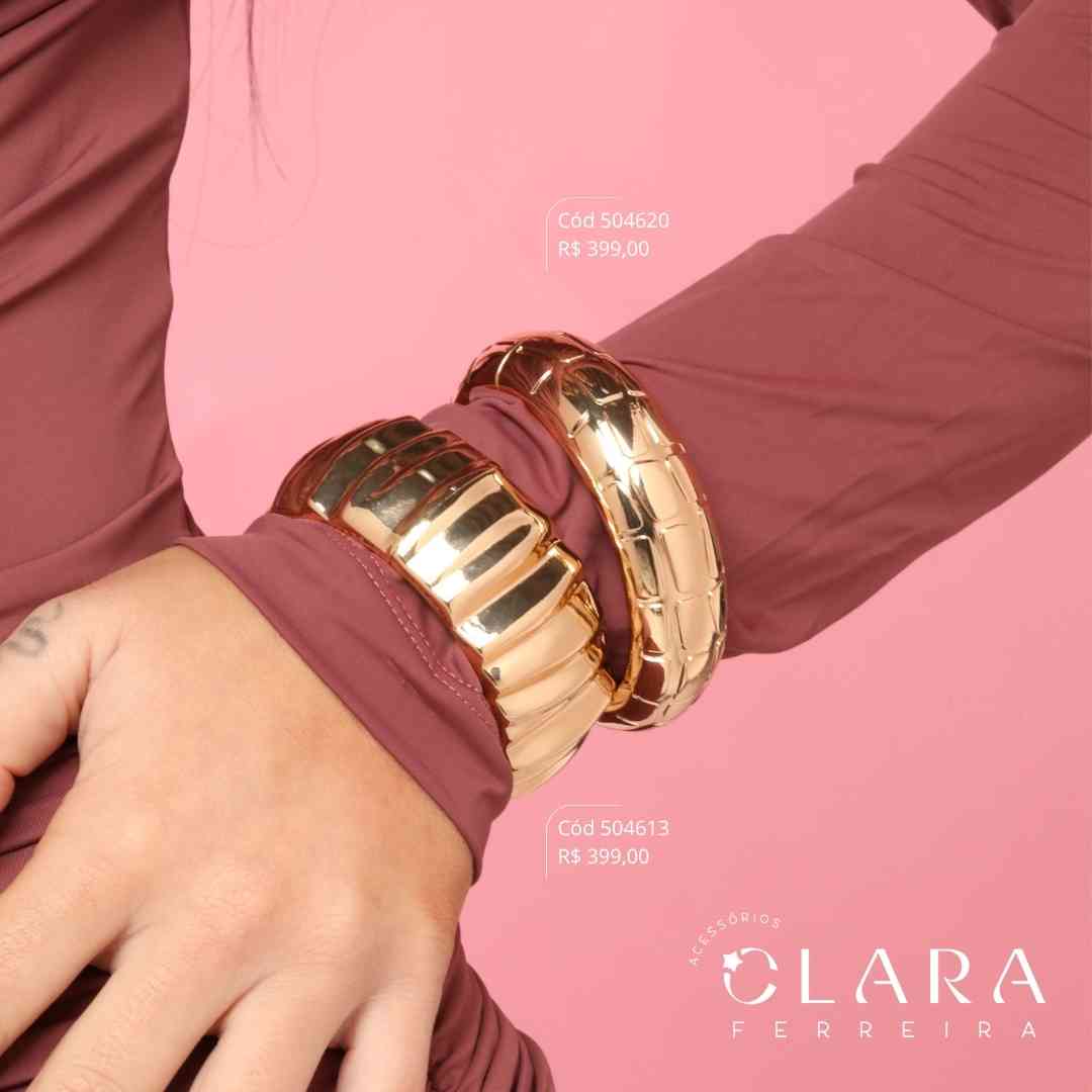 PULSEIRA BRACELETE ONDULADO - LINHA ORGÂNICOS - PEÇA EXCLUSIVA - 20MM - Dourado