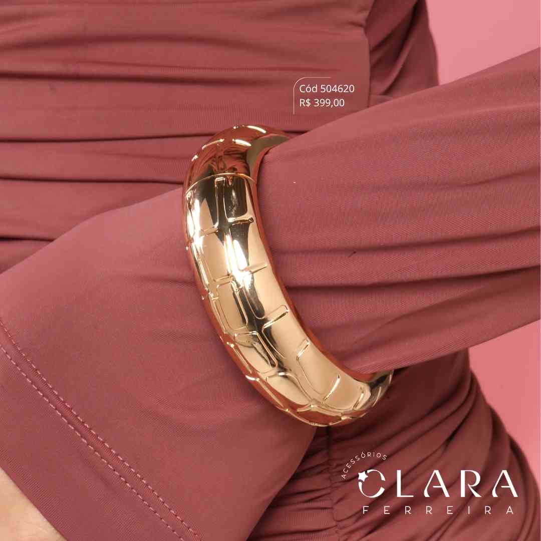 PULSEIRA BRACELETE ONDULADO - LINHA ORGÂNICOS - PEÇA EXCLUSIVA - 20MM - Dourado