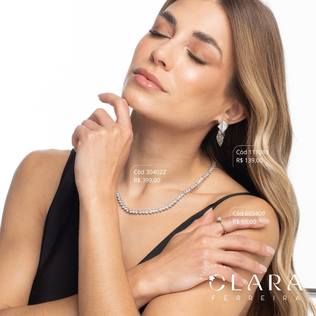 COLAR CHOKER RIVIERA 3 PONTAS ZIRCÔNIA REDONDA 3MM C/ GAVETA FECHO ITALIANO - PEÇA EXCLUSIVA - 5MM - 40CM - Ródio Branco