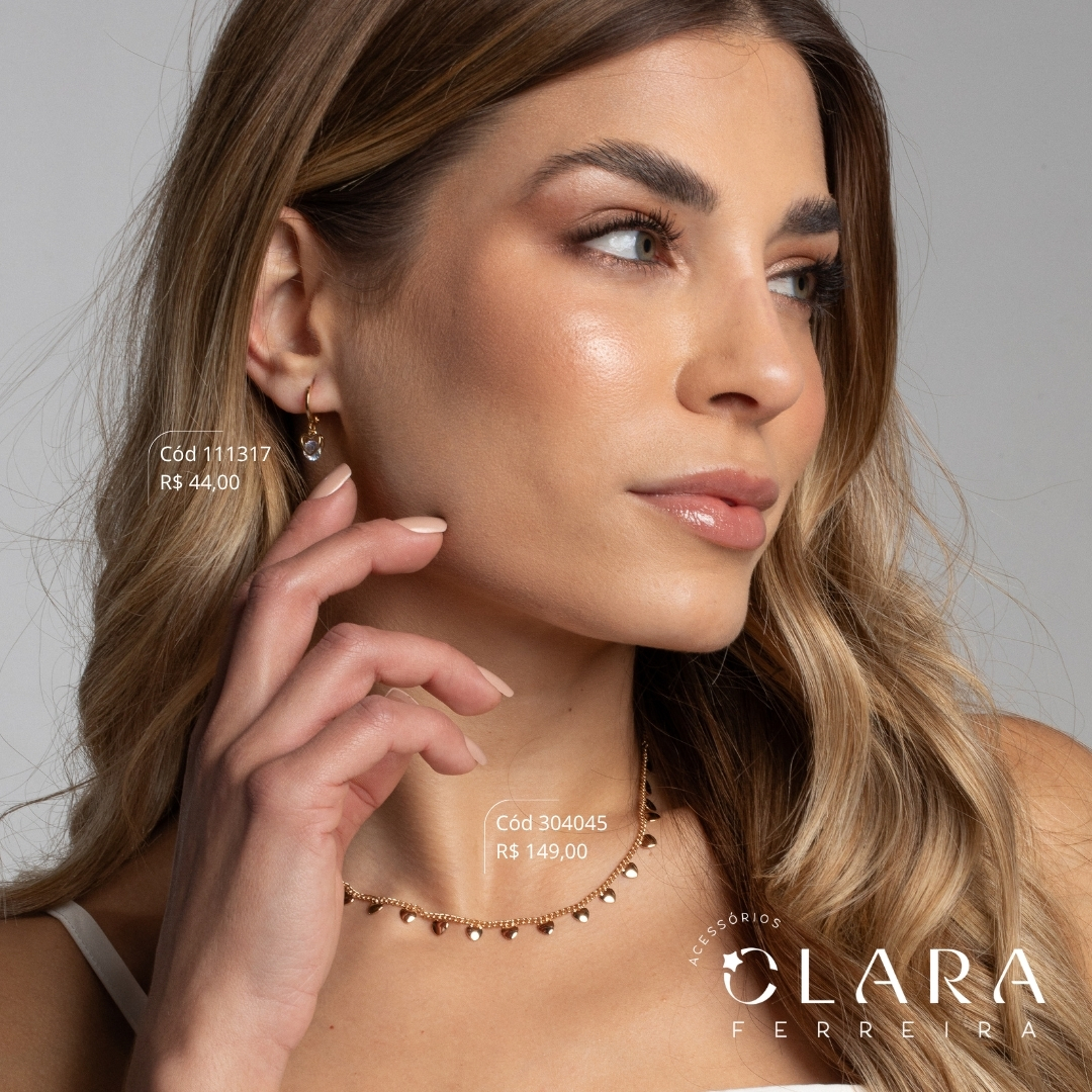 COLAR CHOKER ELO GRUMET C/ 19 CORAÇÕES 4MM LISOS PENDURADOS - 40CM - Dourado