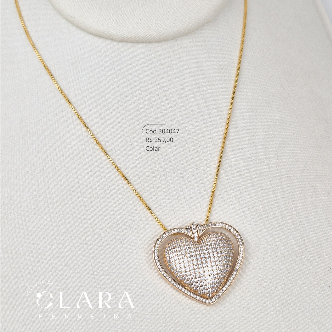 COLAR VENEZIANA C/ PINGENTE CHUVEIRINHO CORAÇÃO - PEÇA EXCLUSIVA - 26MM - 45CM - Dourado