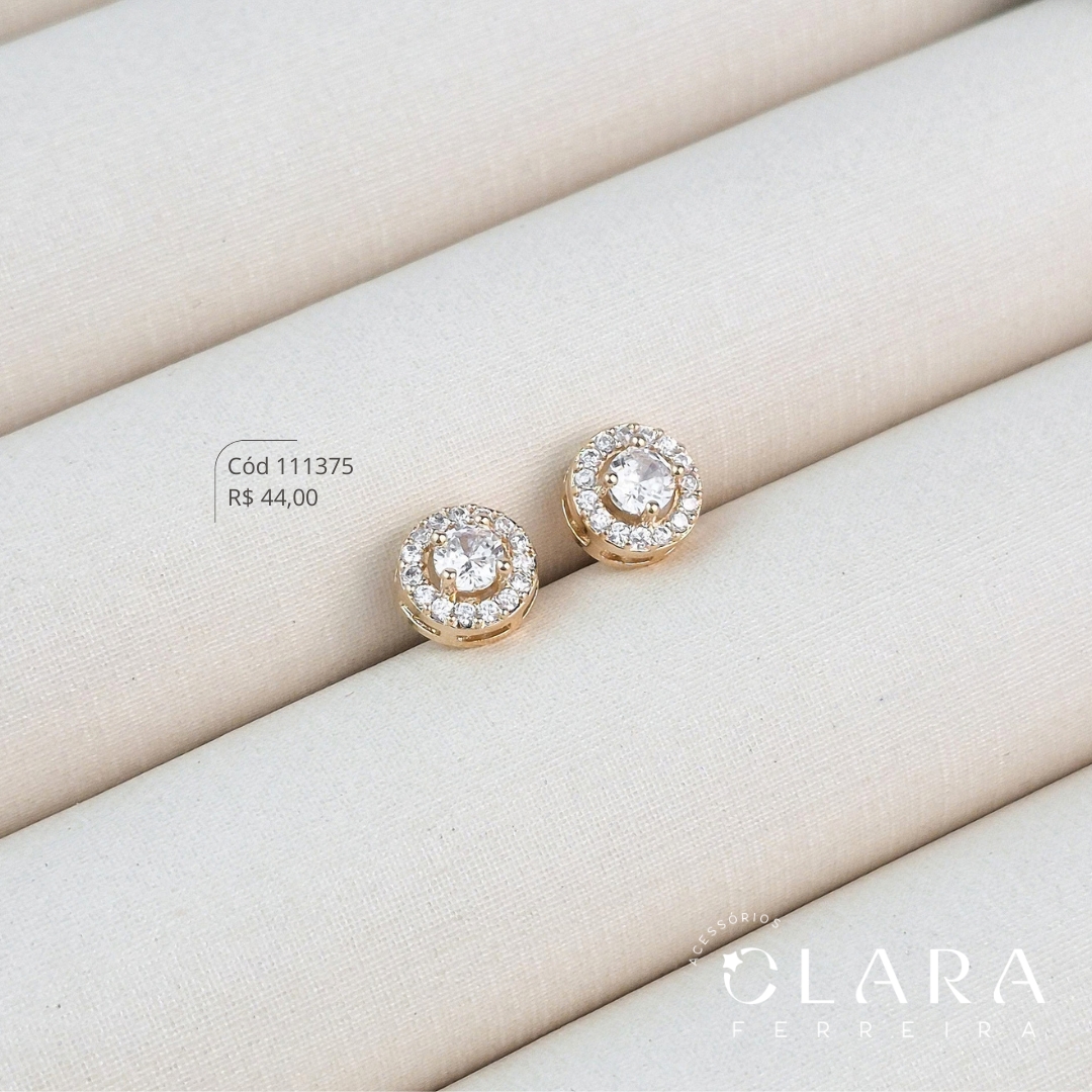 BRINCO ZIRCÔNIA REDONDA 4MM ADORNADA 1 FILEIRA MICROZIRCÔNIAS - 8MM - Dourado