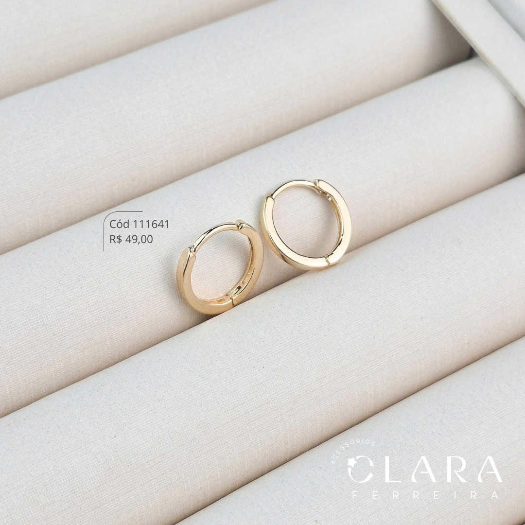 BRINCO ARGOLINHA CLICK LISA C/ BORDAS QUADRADAS - 14X2MM - Dourado