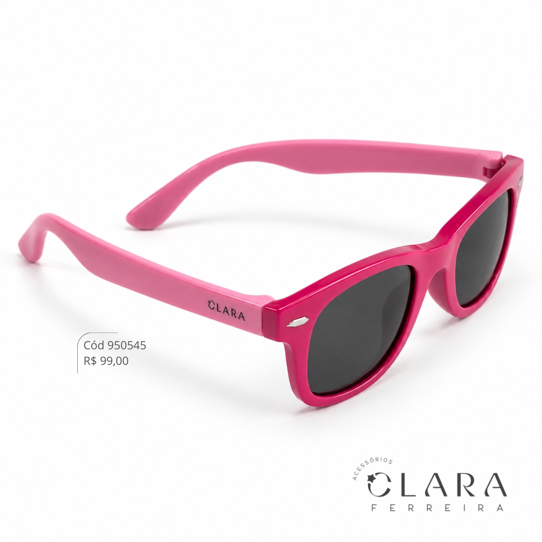 Óculos Solar INFANTIL WAYFARER ROSA - CLARINHA KIDS - Lente Anti-impacto Polarizada - S8384-C30