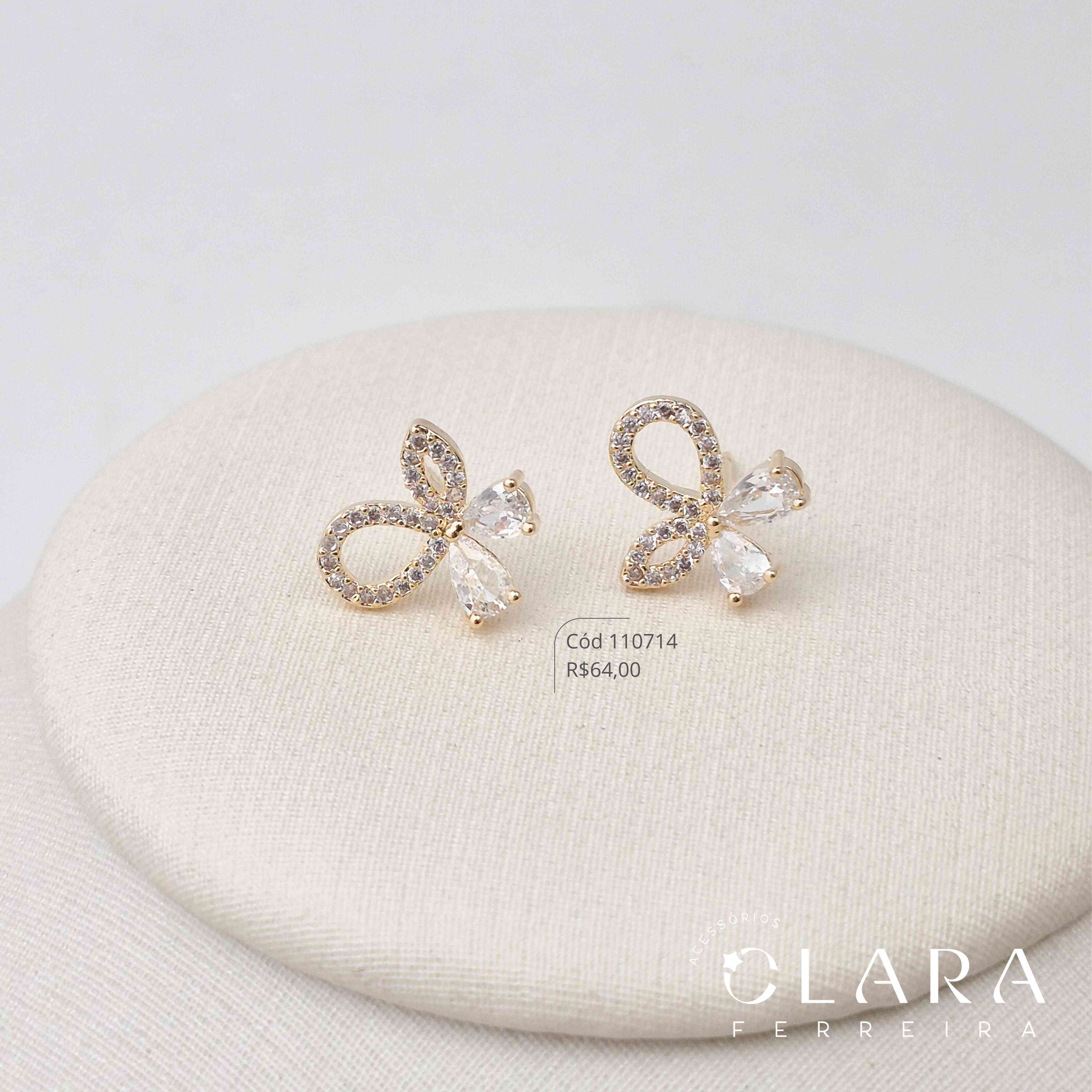 BRINCO INFANTIL LACINHO MICROZIRCÔNIAS C/ PONTAS ZIRCÔNIAS GOTA - CLARINHA KIDS - 11MM - Dourado