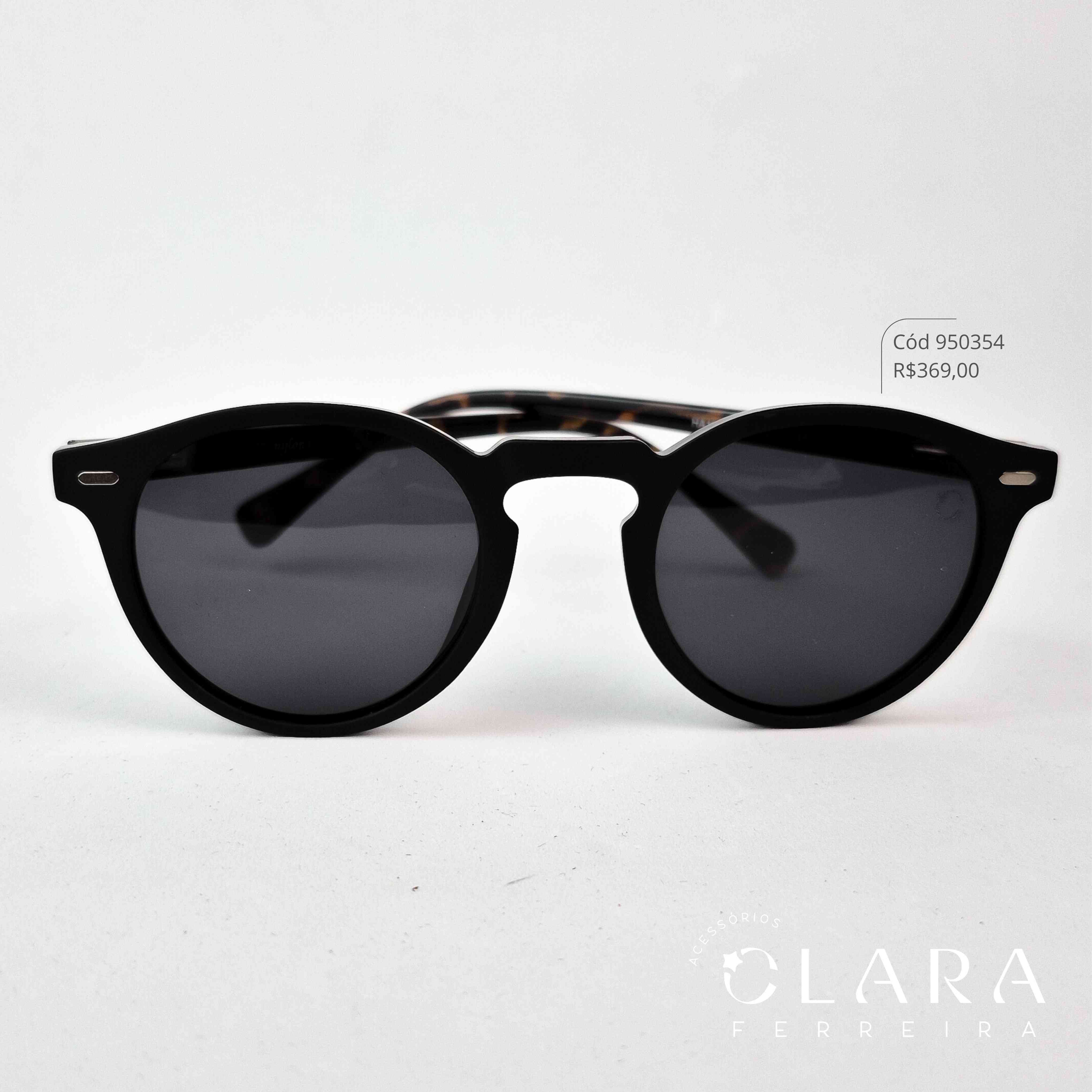 Óculos Solar REDONDO PRETO - INSPIRAÇÃO RAY-BAN - Lente Anti-impacto Polarizada - HA10183B-C3