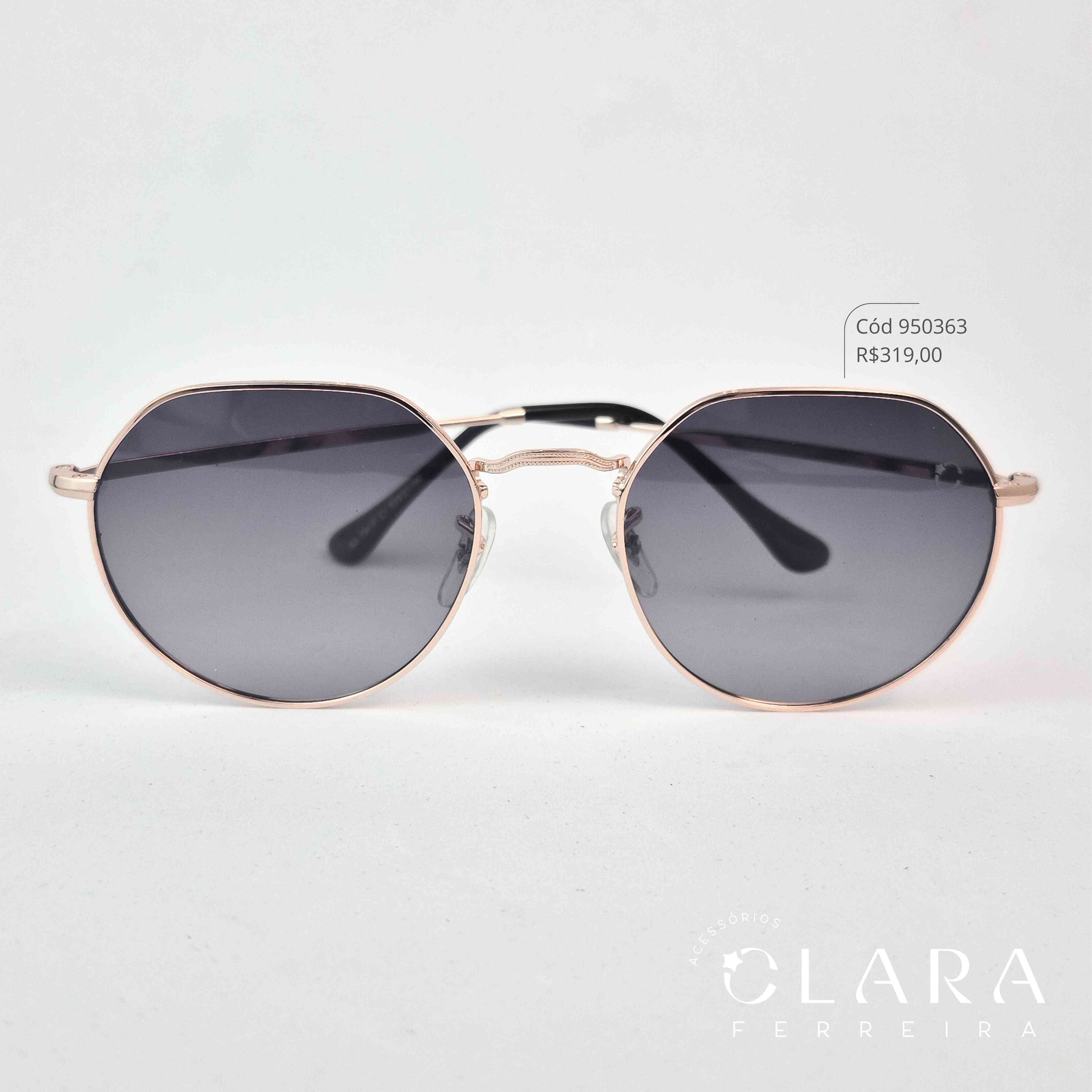Óculos Solar REDONDO ARMAÇÃO EM METAL - INSPIRAÇÃO RAY-BAN - Lente Anti-impacto Polarizada - KZ7941P-C1