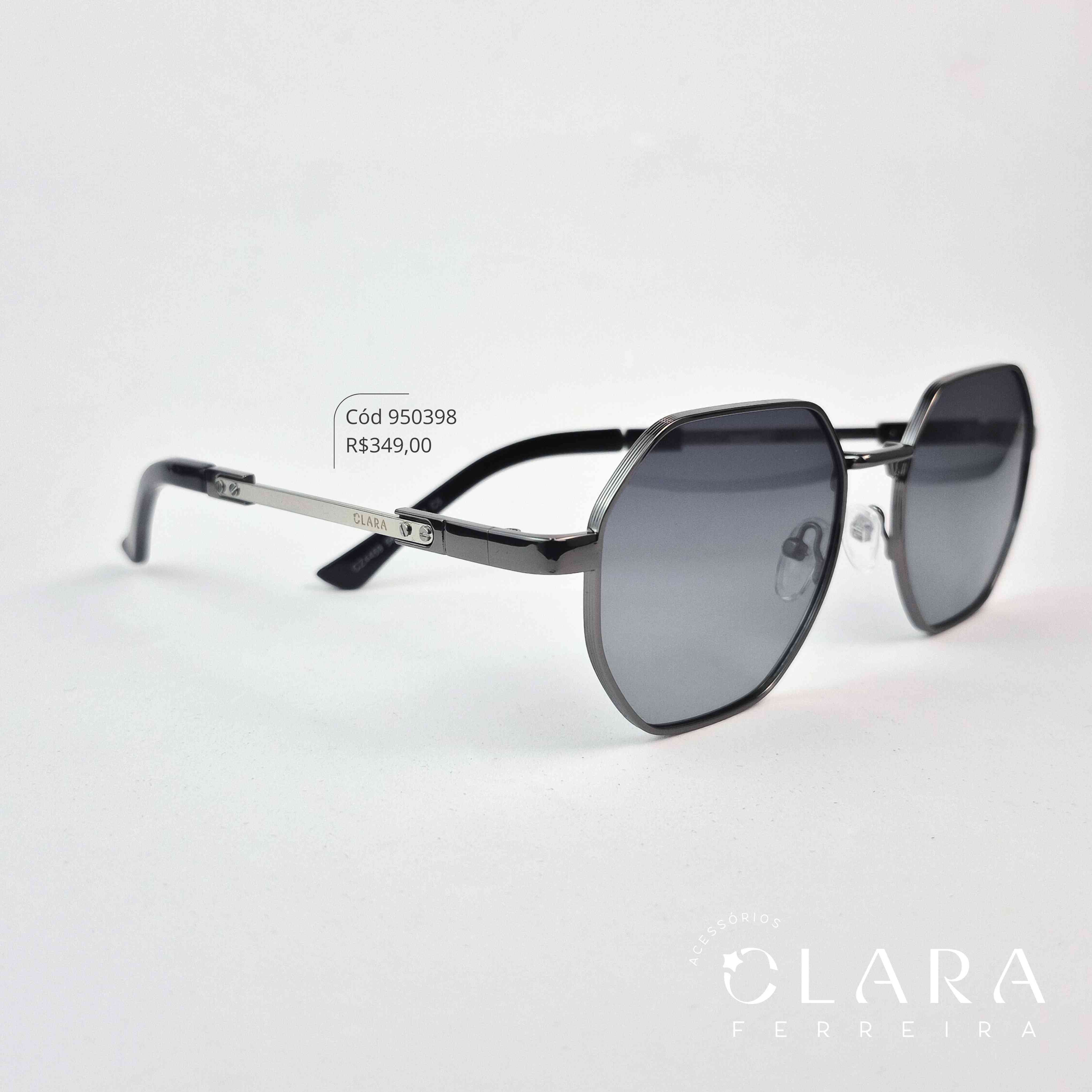 Óculos Solar MASCULINO REDONDO ARMAÇÃO EM METAL INSPIRAÇÃO RAY-BAN - Lente Anti-impacto Polarizada - CZ4459-C5
