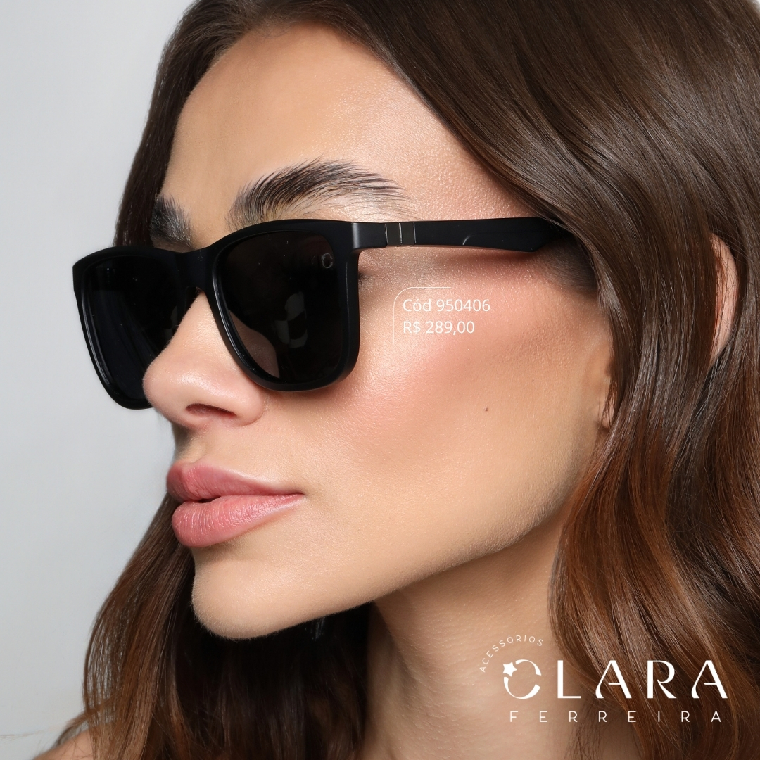 Óculos Solar MASCULINO QUADRADO PRETO - INSPIRAÇÃO RAY-BAN - Lente Anti-impacto Polarizada - P330-C1