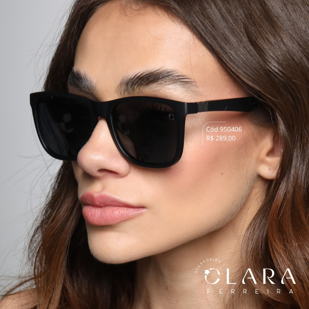 Óculos Solar MASCULINO QUADRADO PRETO - INSPIRAÇÃO RAY-BAN - Lente Anti-impacto Polarizada - P330-C1