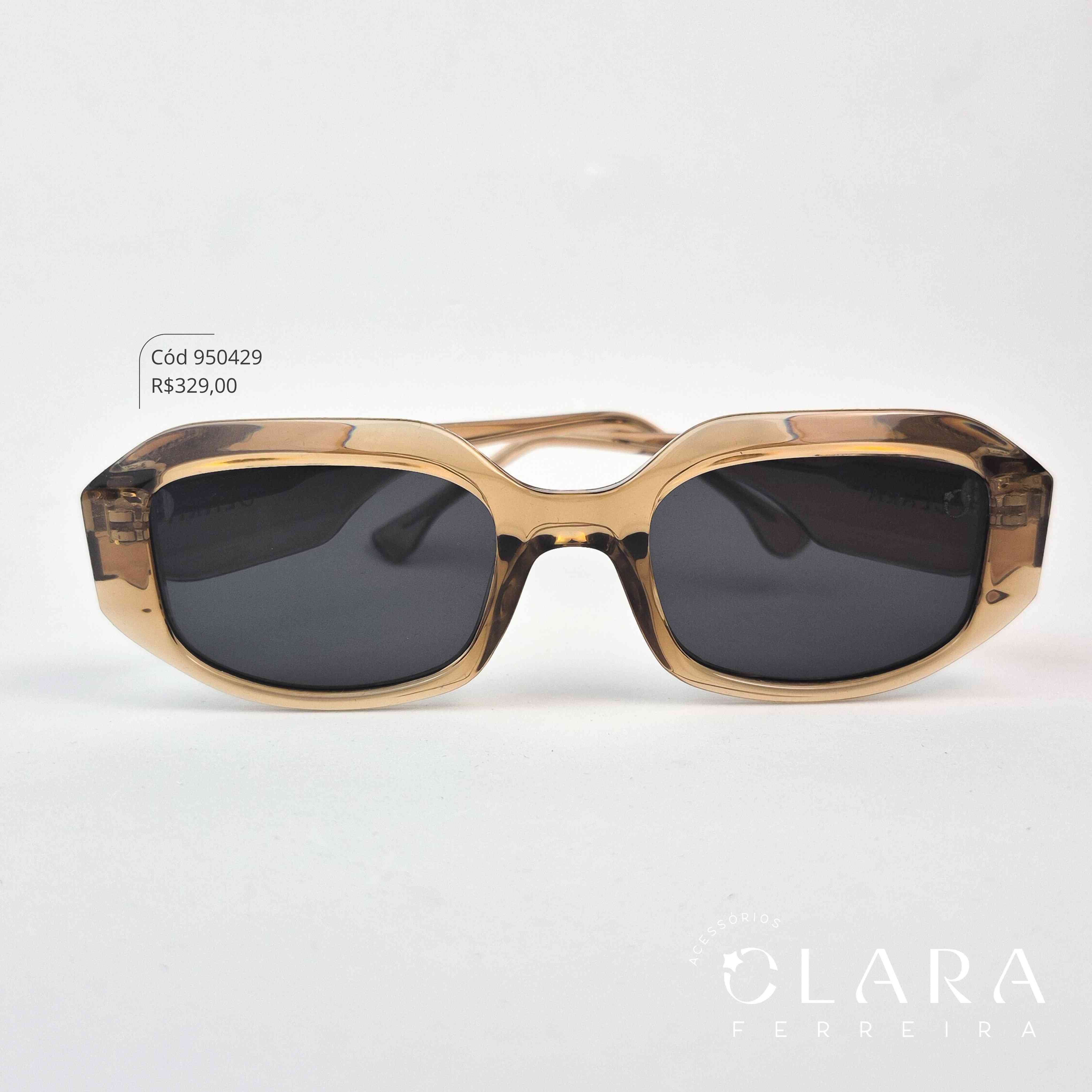 Óculos Solar OVAL MARROM FUMÊ - INSPIRAÇÃO PRADA  - Lente Anti-impacto Polarizada - BK1014-C7