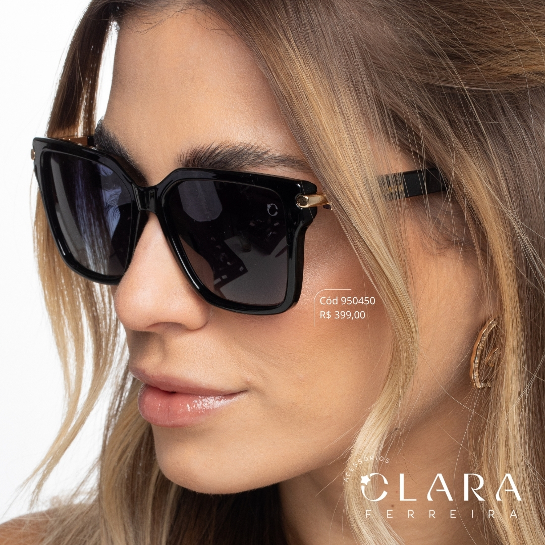 Óculos Solar QUADRADO PRETO - INSPIRAÇÃO TIFFANY - Lente Anti-impacto Polarizada - AL9638P-C1