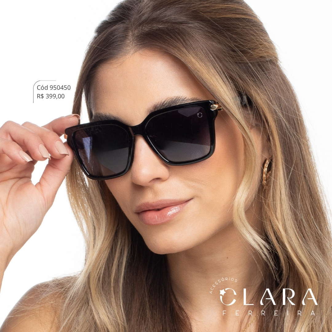 Óculos Solar QUADRADO PRETO - INSPIRAÇÃO TIFFANY - Lente Anti-impacto Polarizada - AL9638P-C1