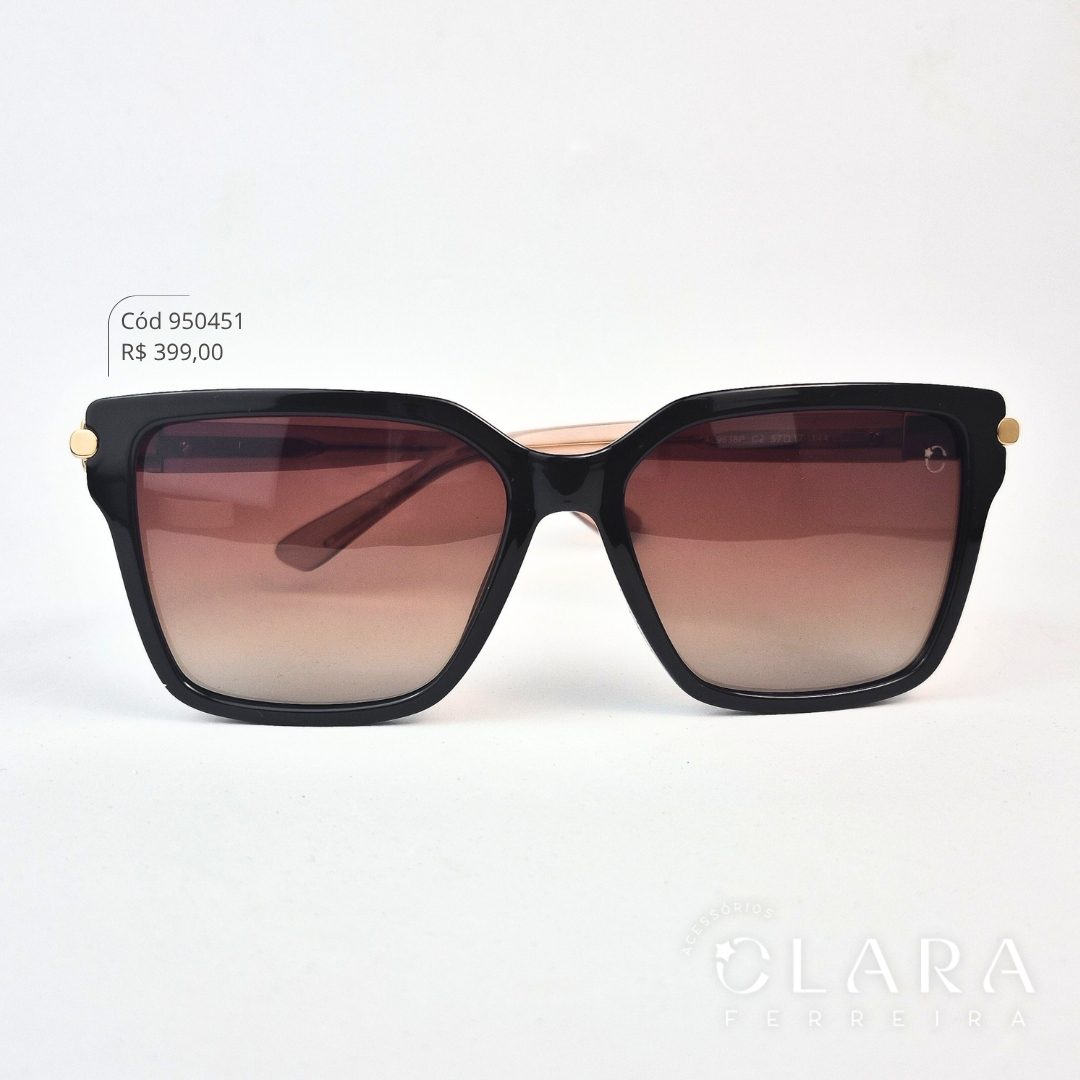 Óculos Solar QUADRADO MARROM - INSPIRAÇÃO TIFFANY - Lente Anti-impacto Polarizada - AL9638P-C2