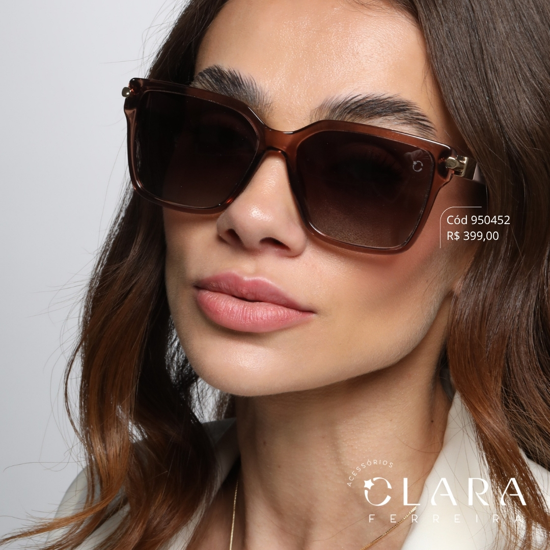 Óculos Solar QUADRADO MARROM FUMÊ INSPIRAÇÃO TIFFANY - Lente Anti-impacto Polarizada - AL9638P-C3