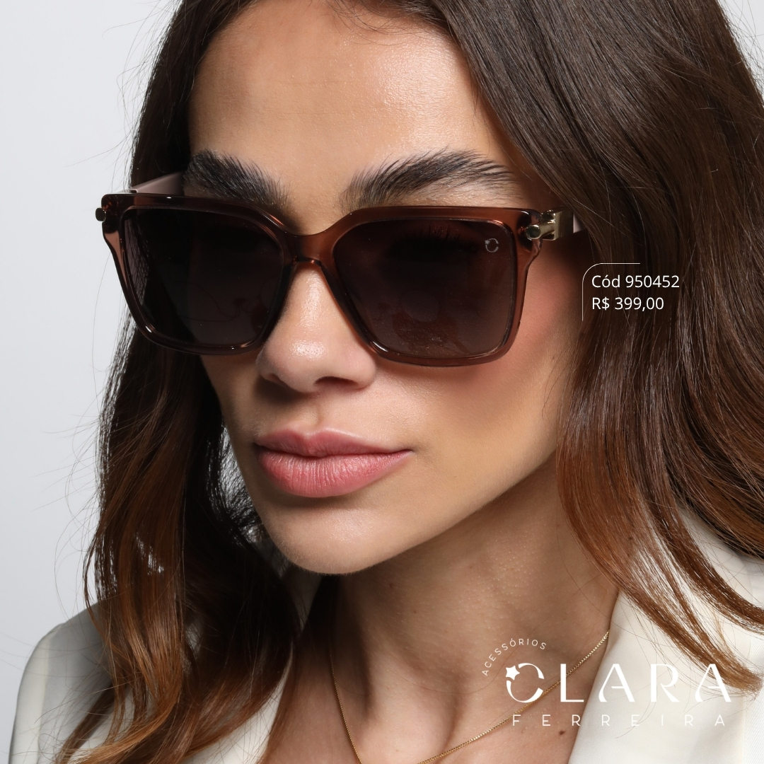 Óculos Solar QUADRADO MARROM FUMÊ INSPIRAÇÃO TIFFANY - Lente Anti-impacto Polarizada - AL9638P-C3