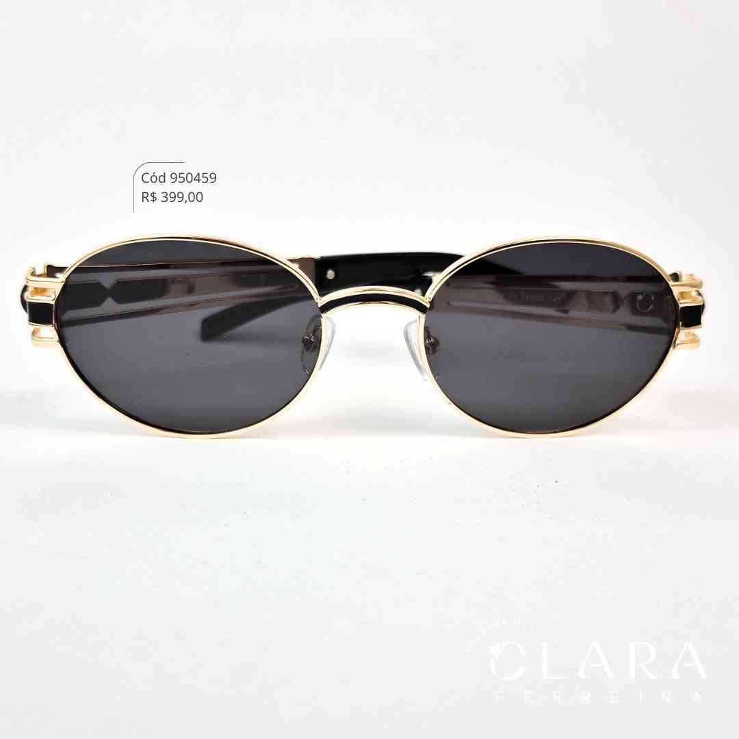 Óculos Solar REDONDO ARMAÇÃO EM METAL - INSPIRAÇÃO CHANEL - Lente Anti-impacto Polarizada - BL6115P-C1