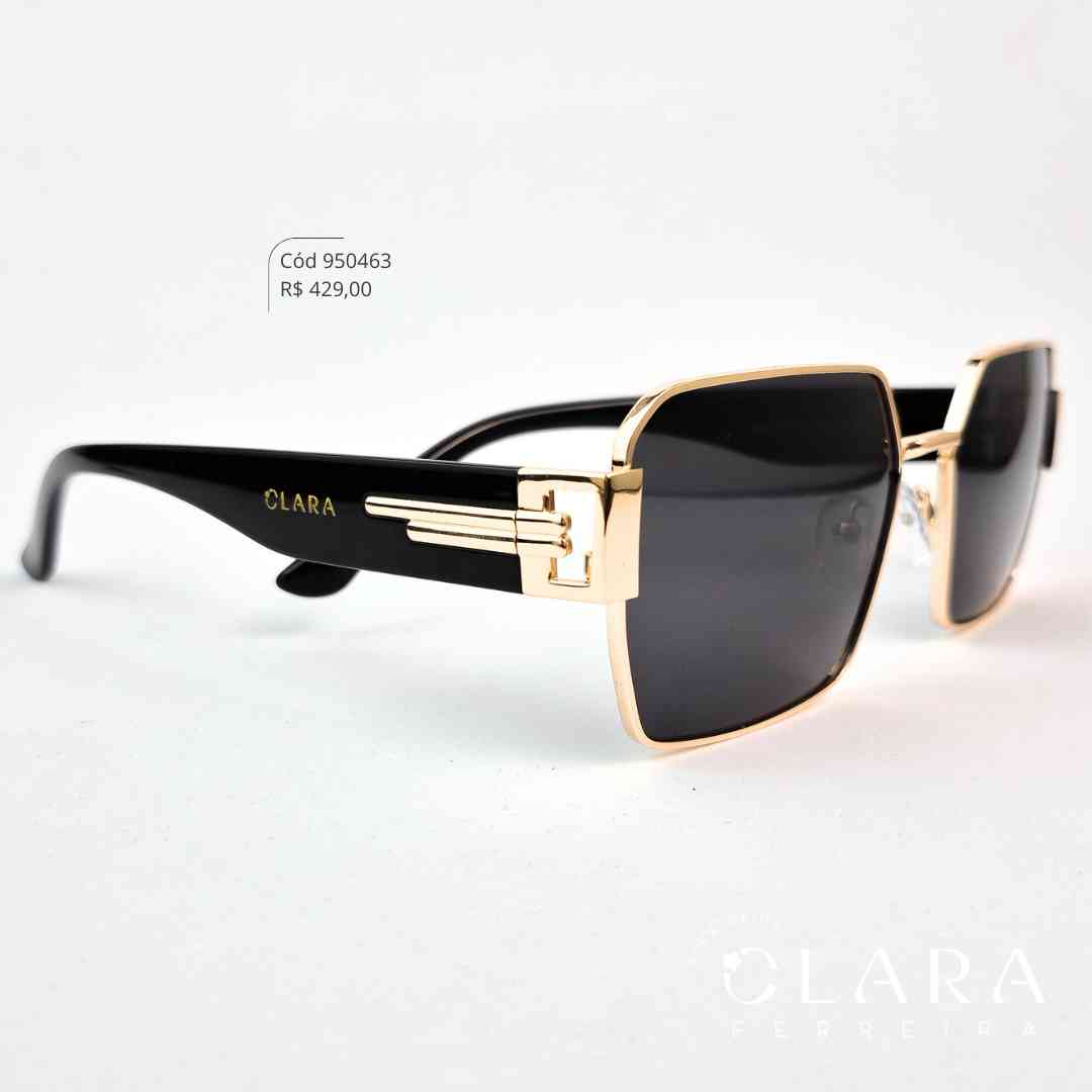 Óculos Solar QUADRADO ARMAÇÃO EM METAL INSPIRAÇÃO PRADA - Lente Anti-impacto Polarizada - BL6117P-C1