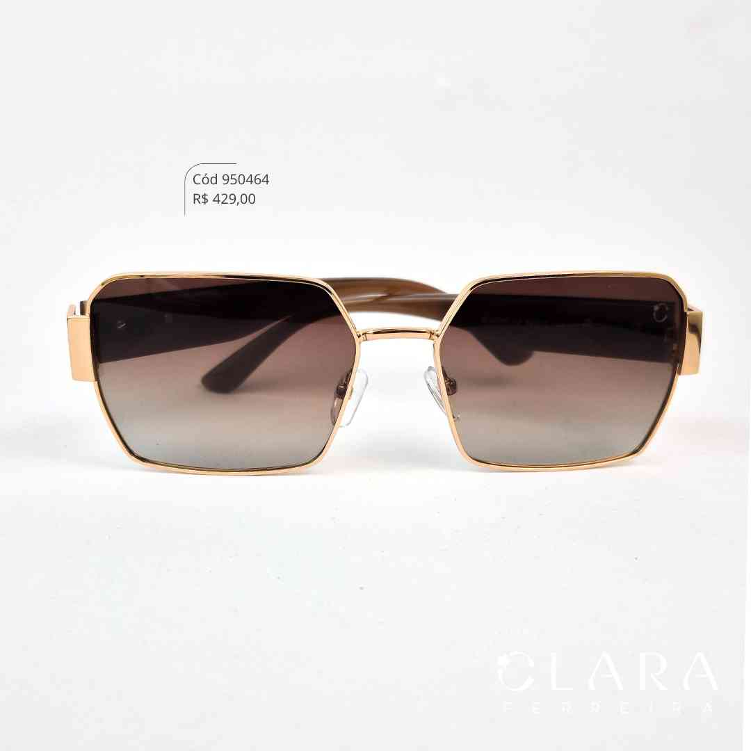 Óculos Solar QUADRADO ARMAÇÃO EM METAL INSPIRAÇÃO PRADA - Lente Anti-impacto Polarizada - BL6117P-C2