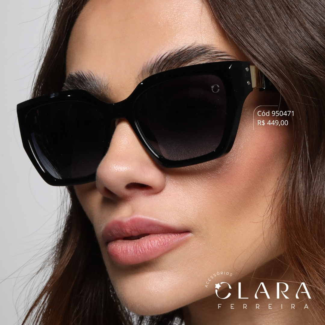 Óculos Solar QUADRADO PRETO - INSPIRAÇÃO GUCCI - Lente Anti-impacto Polarizada - M3010P-C1