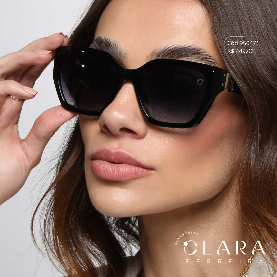 Óculos Solar QUADRADO PRETO - INSPIRAÇÃO GUCCI - Lente Anti-impacto Polarizada - M3010P-C1