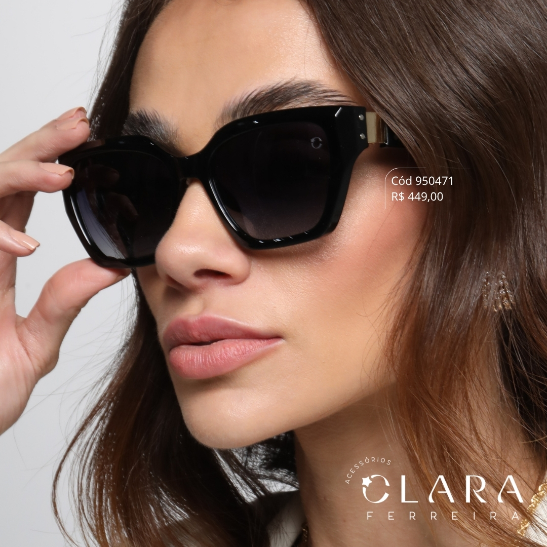 Óculos Solar QUADRADO PRETO - INSPIRAÇÃO GUCCI - Lente Anti-impacto Polarizada - M3010P-C1