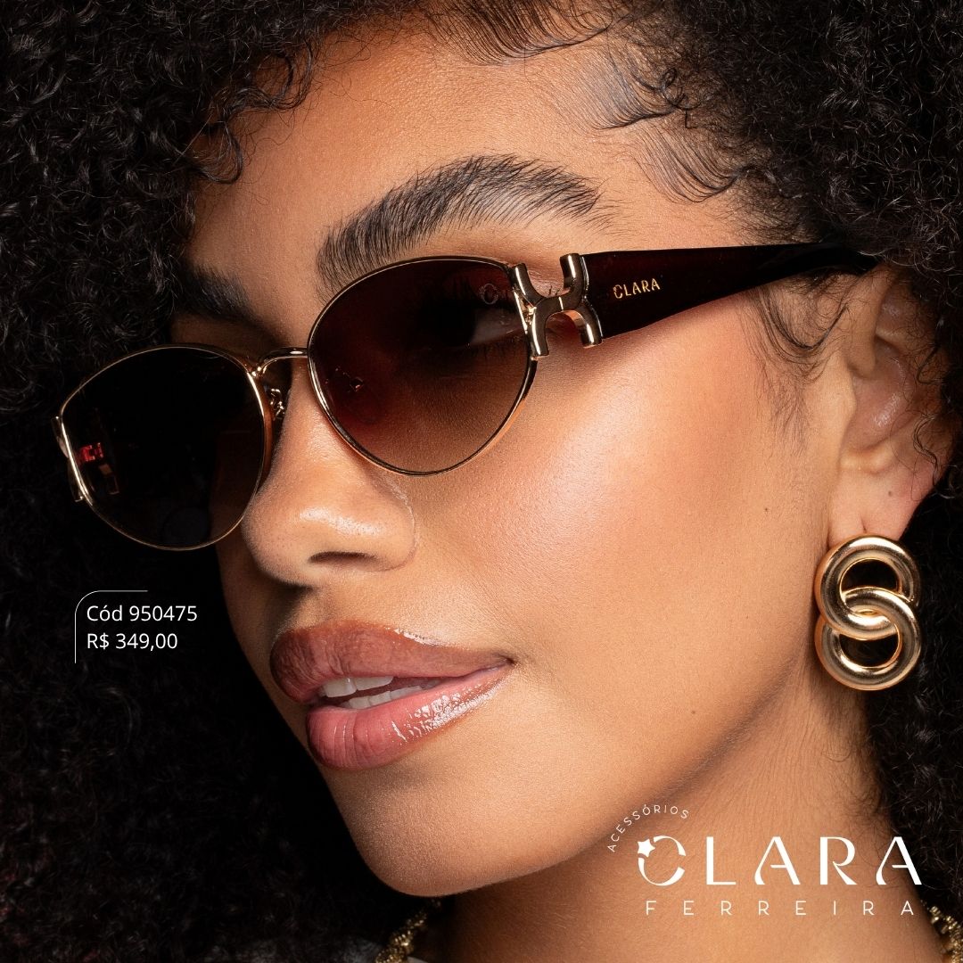 Óculos Solar REDONDO ARMAÇÃO EM METAL - INSPIRAÇÃO CHANEL - Lente Resina - 7038-C2