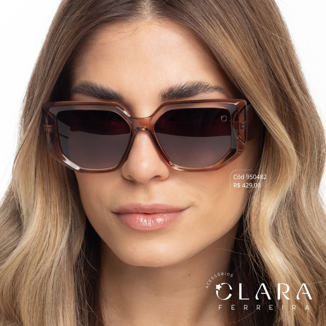 Óculos Solar QUADRADO FUMÊ - INSPIRAÇÃO GUCCI - Lente Anti-impacto Polarizada - MP9335-C2