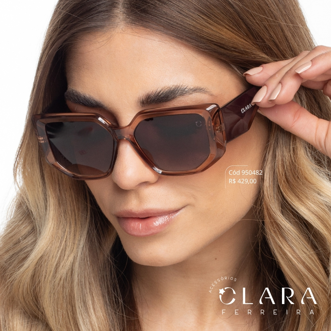 Óculos Solar QUADRADO FUMÊ - INSPIRAÇÃO GUCCI - Lente Anti-impacto Polarizada - MP9335-C2