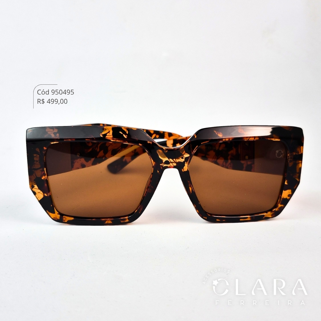 Óculos Solar QUADRADO ONÇA MARROM - INSPIRAÇÃO GUCCI - Lente Resina - M3025P-C3