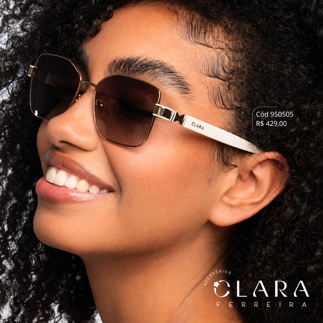 Óculos Solar QUADRADO ARMAÇÃO EM METAL - INSPIRAÇÃO VOGUE - Lente Anti-impacto - M3046-C3