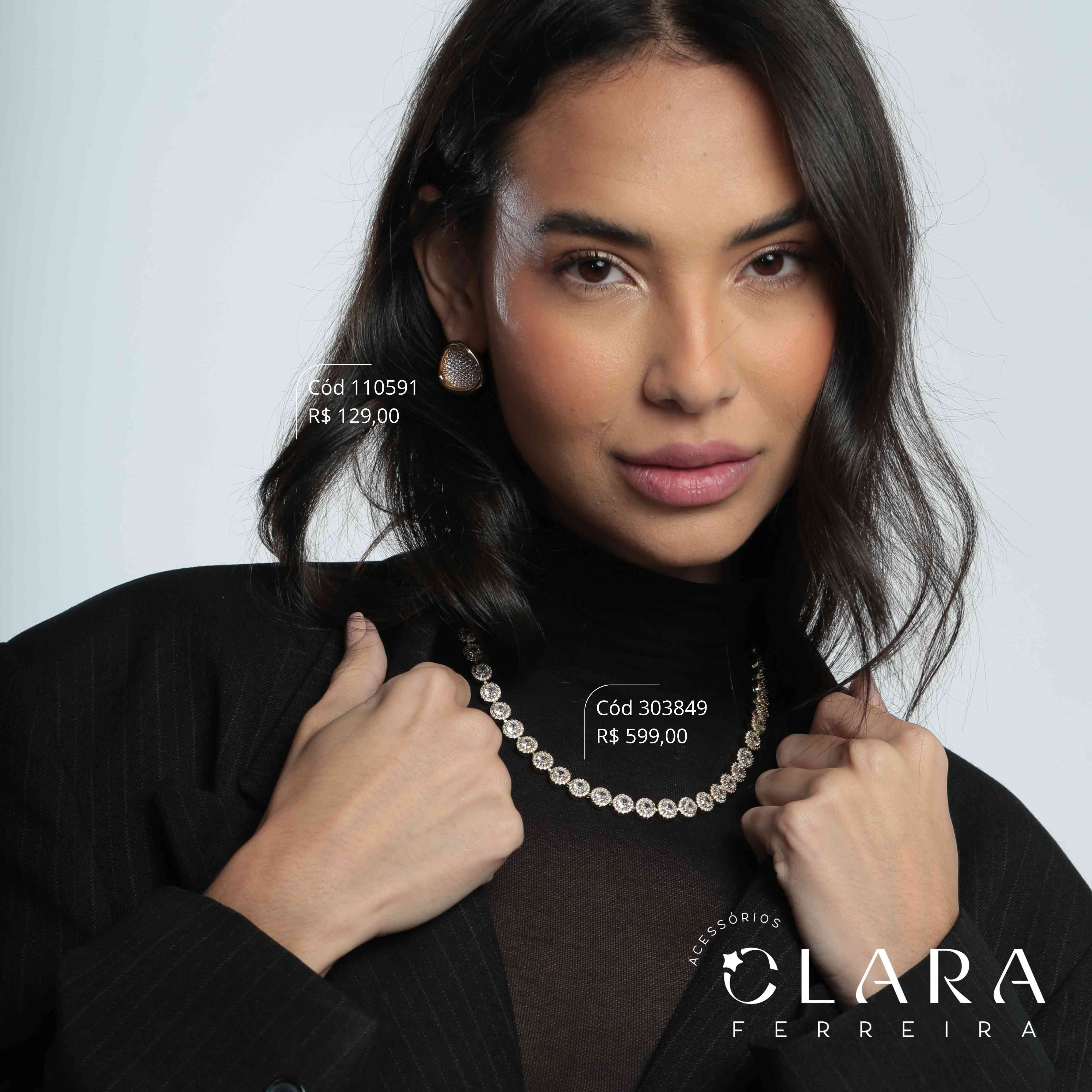 COLAR CHOKER ZIRCÔNIAS REDONDAS ADORNADAS C/ MICROZIRCÔNIAS INSPIRAÇÃO SWAROVSKI LINHA FESTA - 8MM - 40CM - Dourado