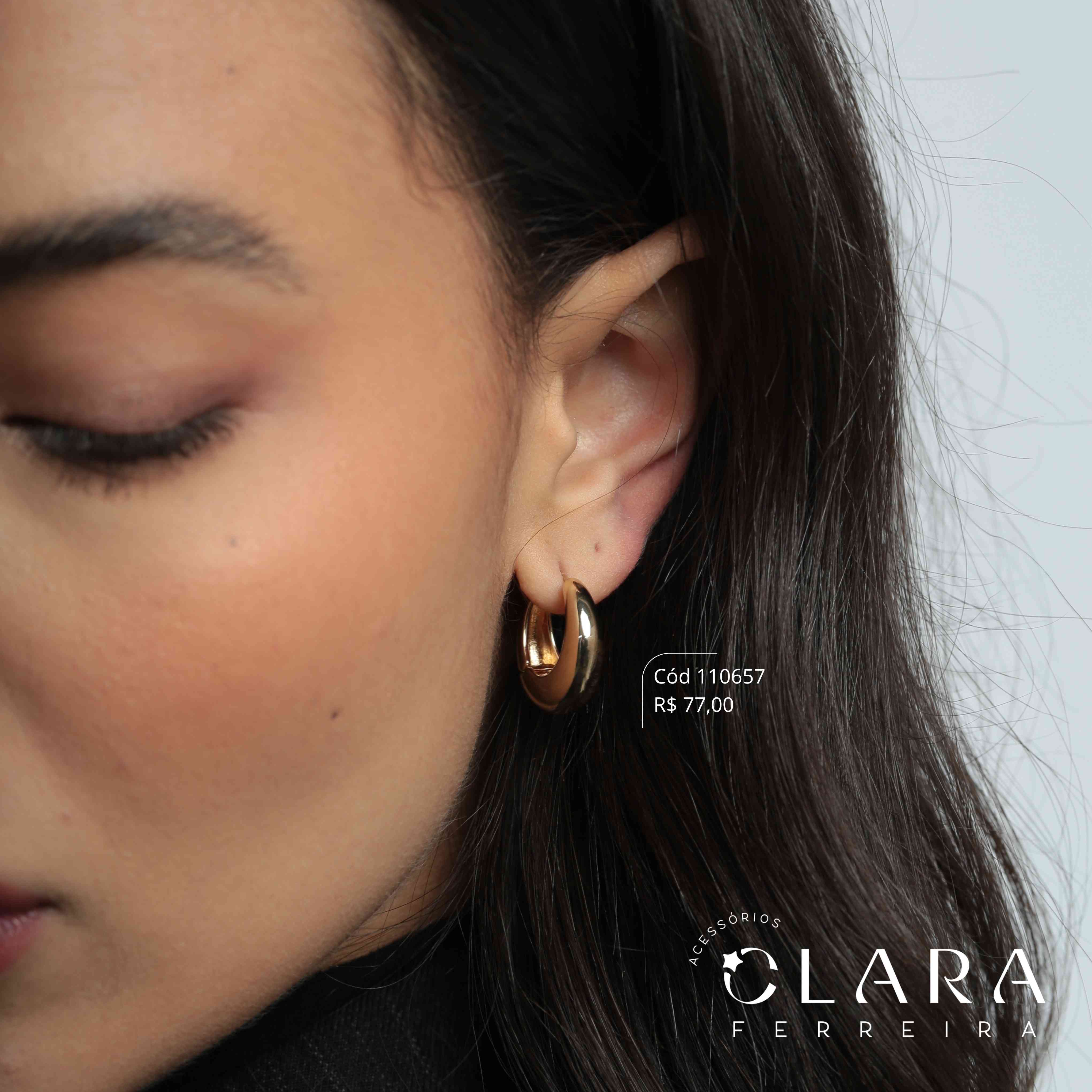 BRINCO ARGOLINHA CLICK GROSSA LISA - 19X6MM - Dourado
