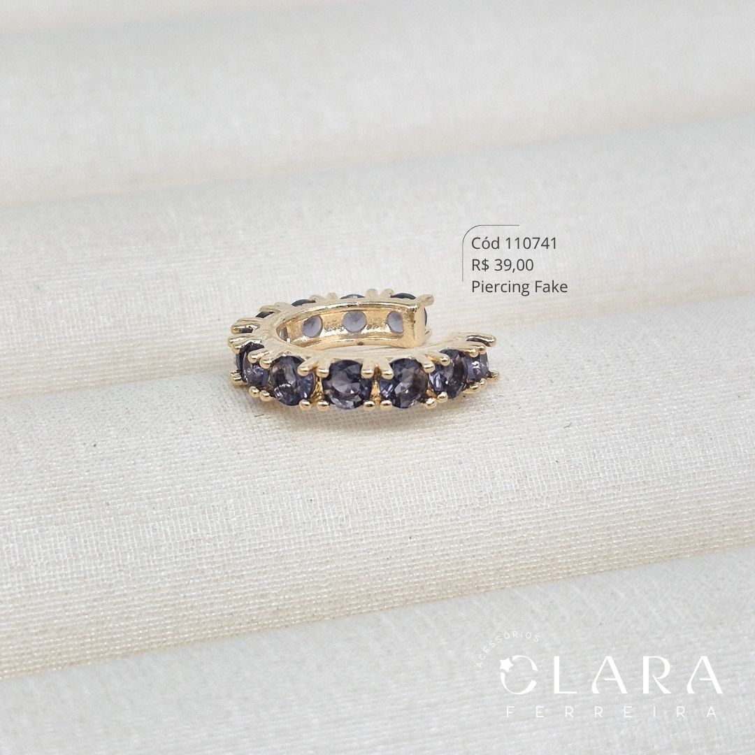 BRINCO PIERCING FAKE 1 FILEIRA ZIRCÔNIAS REDONDAS - 3MM - Dourado