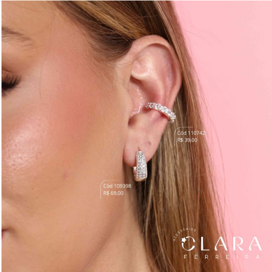 BRINCO PIERCING FAKE 1 FILEIRA ZIRCÔNIAS REDONDAS - 3MM - Banho de Prata