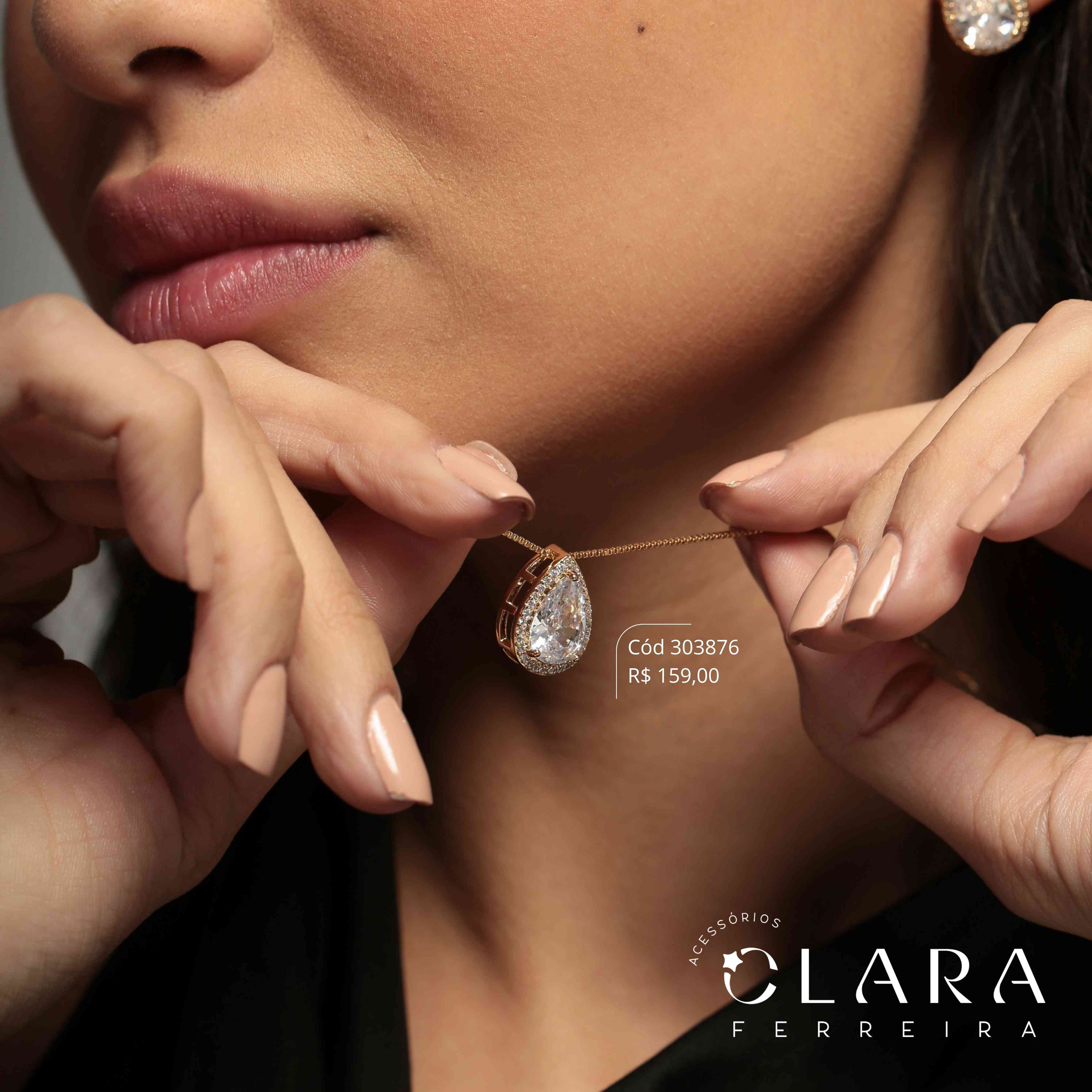 COLAR VENEZIANA C/ PINGENTE ZIRCONIA GOTA 13MM ADORNADA 1 FILEIRA MICROZIRCÔNIAS - CAIXA FUNDIDA - 16MM - 45CM - Dourado