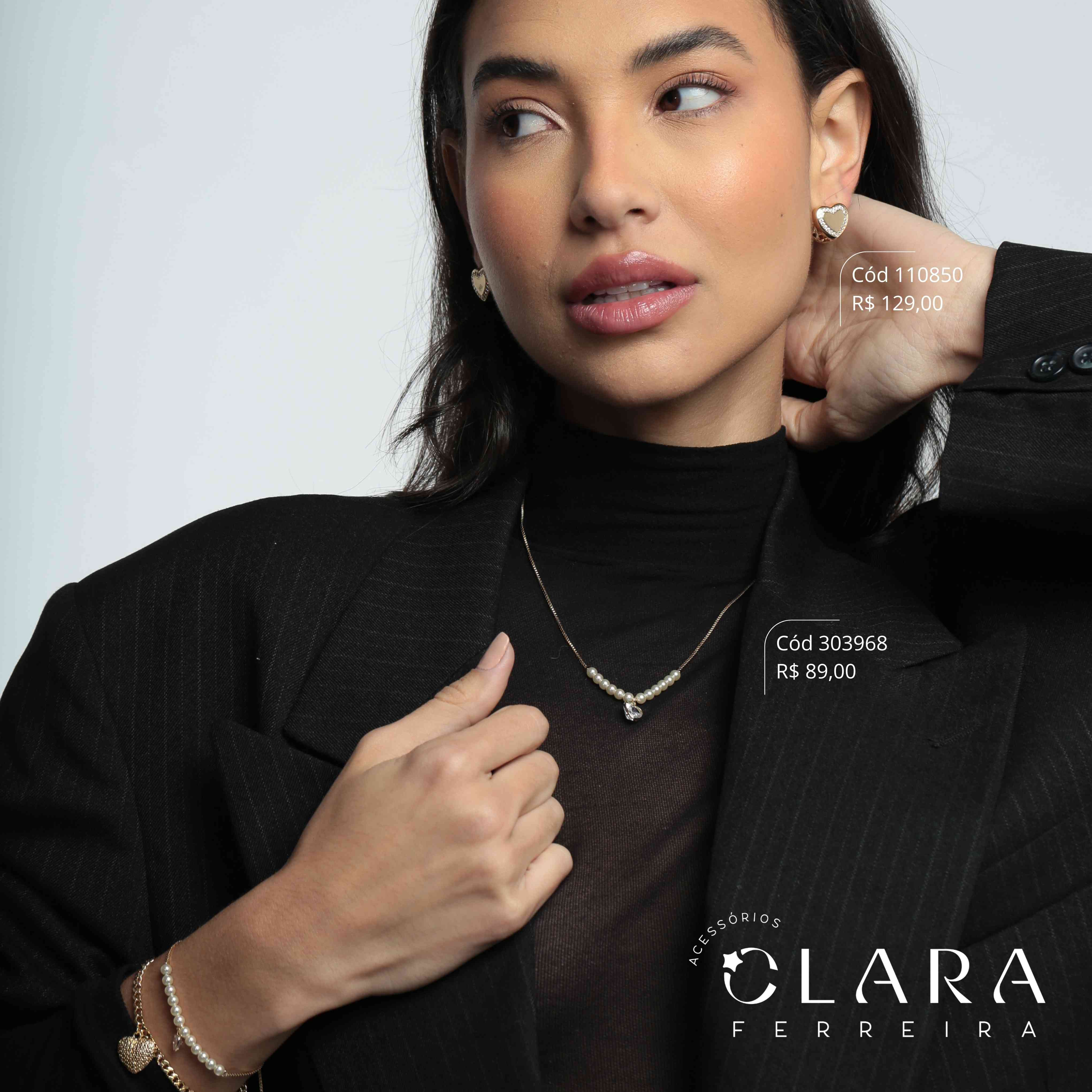 COLAR VENEZIANA C/ MEIO PÉROLAS E 1 TIFF ZIRCONIA CORAÇÃO 7MM PENDURADA - 19MM - 45CM - Dourado