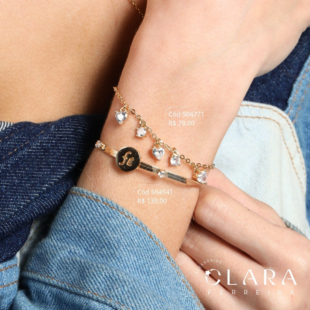 PULSEIRA FITA C/ MEDALHA REDONDA FÉ VAZADA 10MM E 2 ZIRCÔNIAS FIXAS - 3MM - 17CM - Dourado
