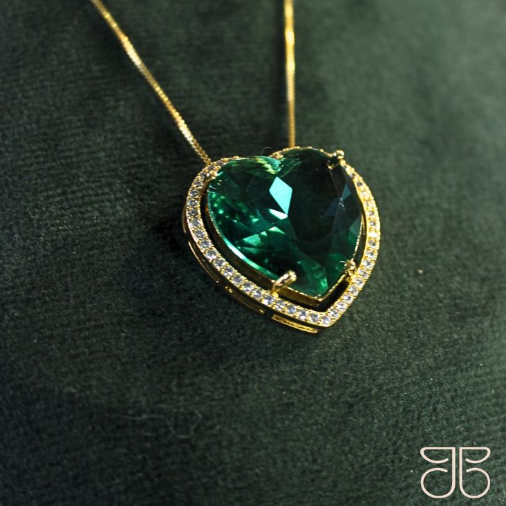CONJUNTO PEDRA CORAÇÃO VERDE