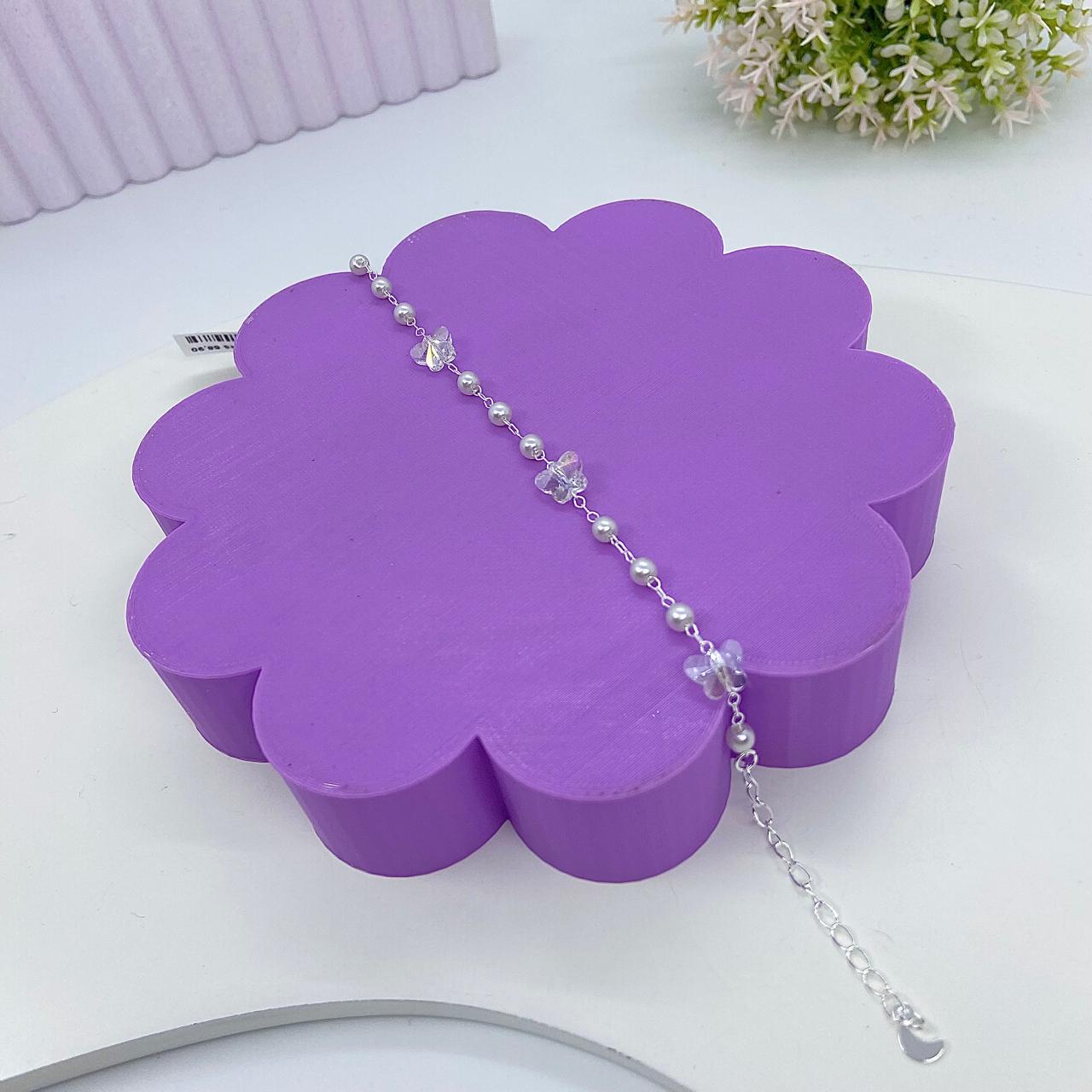 PULSEIRA BORBOLETAS CRISTAIS E PÉROLAS PP2591