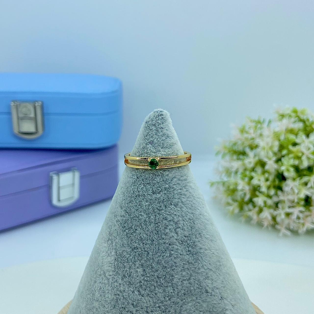 ANEL FIO DUPLO PEDRA ESMERALDA AO2634