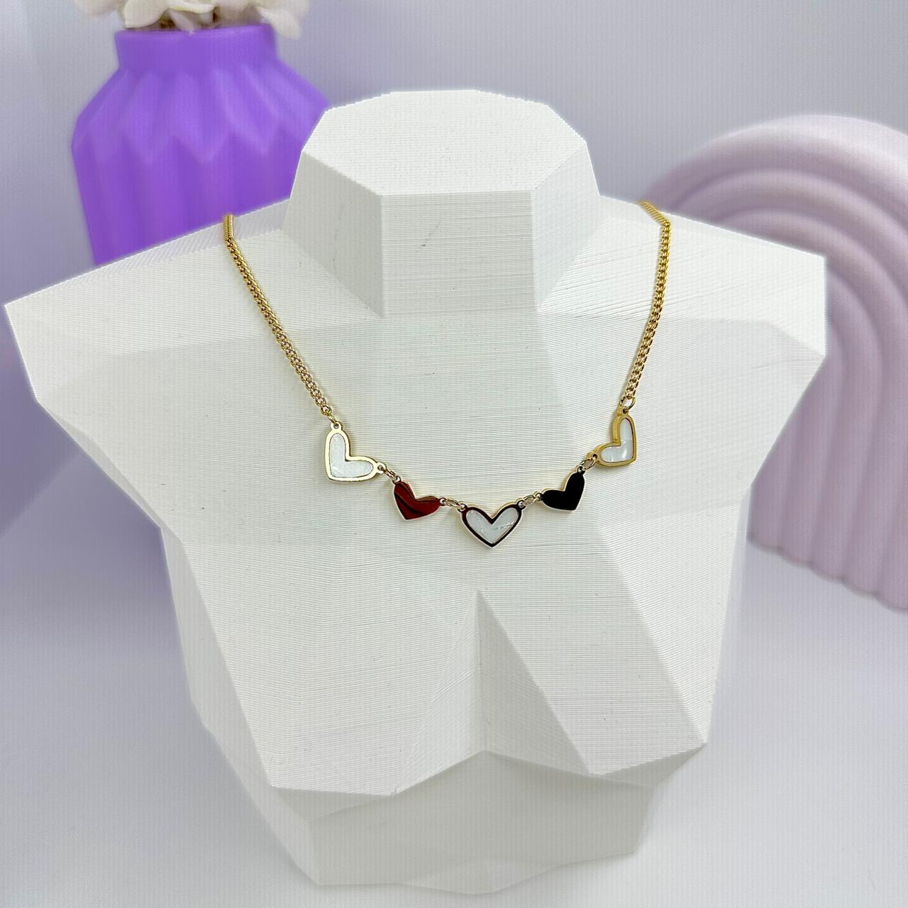 COLAR QUINTETO CORAÇÕES AÇO 316L CS2219