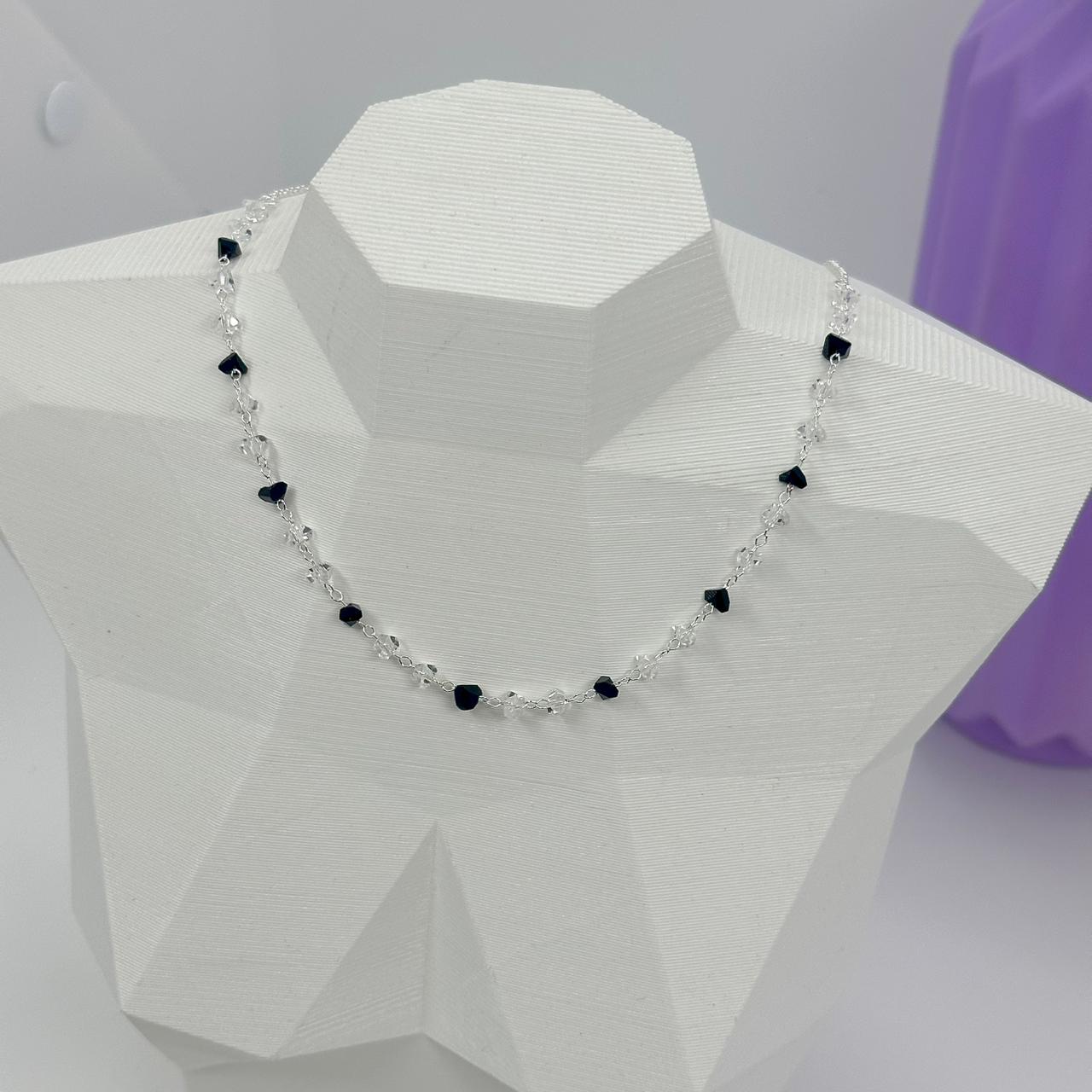 CHOKER PEDRAS CASCALHO CRISTAL E BLACK CP2364