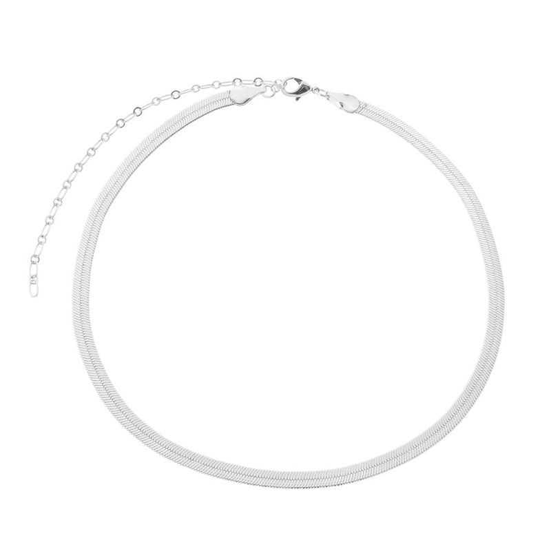 Colar Choker De Fita Grossso 30CM Banhado Ródio