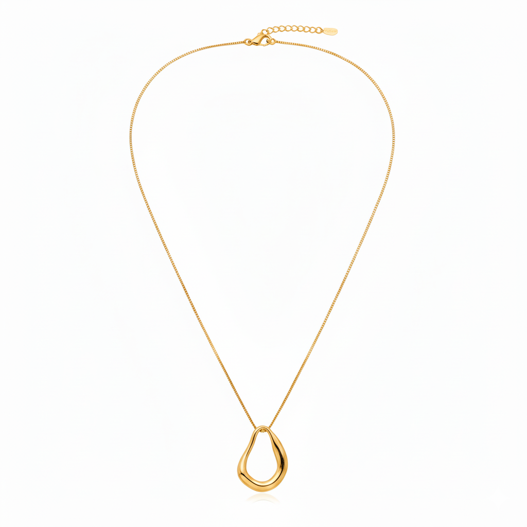 Colar Orgânico Essencial 50CM Banhado Em Ouro