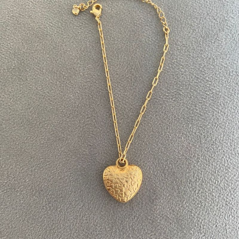 Pulseira Elos Coração Grande Essencial Banhado Em Ouro
