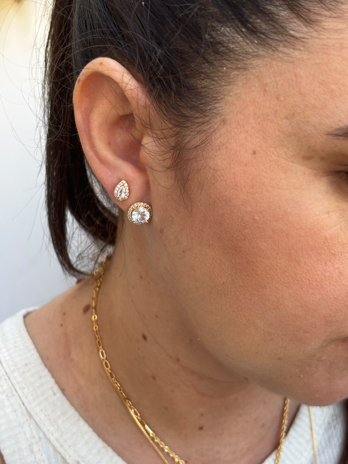 Brinco Ponto De Luz Todo Cravejado Virginia Banhado A Ouro 18k