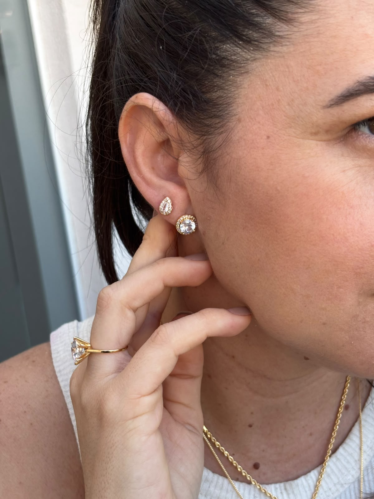 Brinco Ponto De Luz Todo Cravejado Virginia Banhado A Ouro 18k